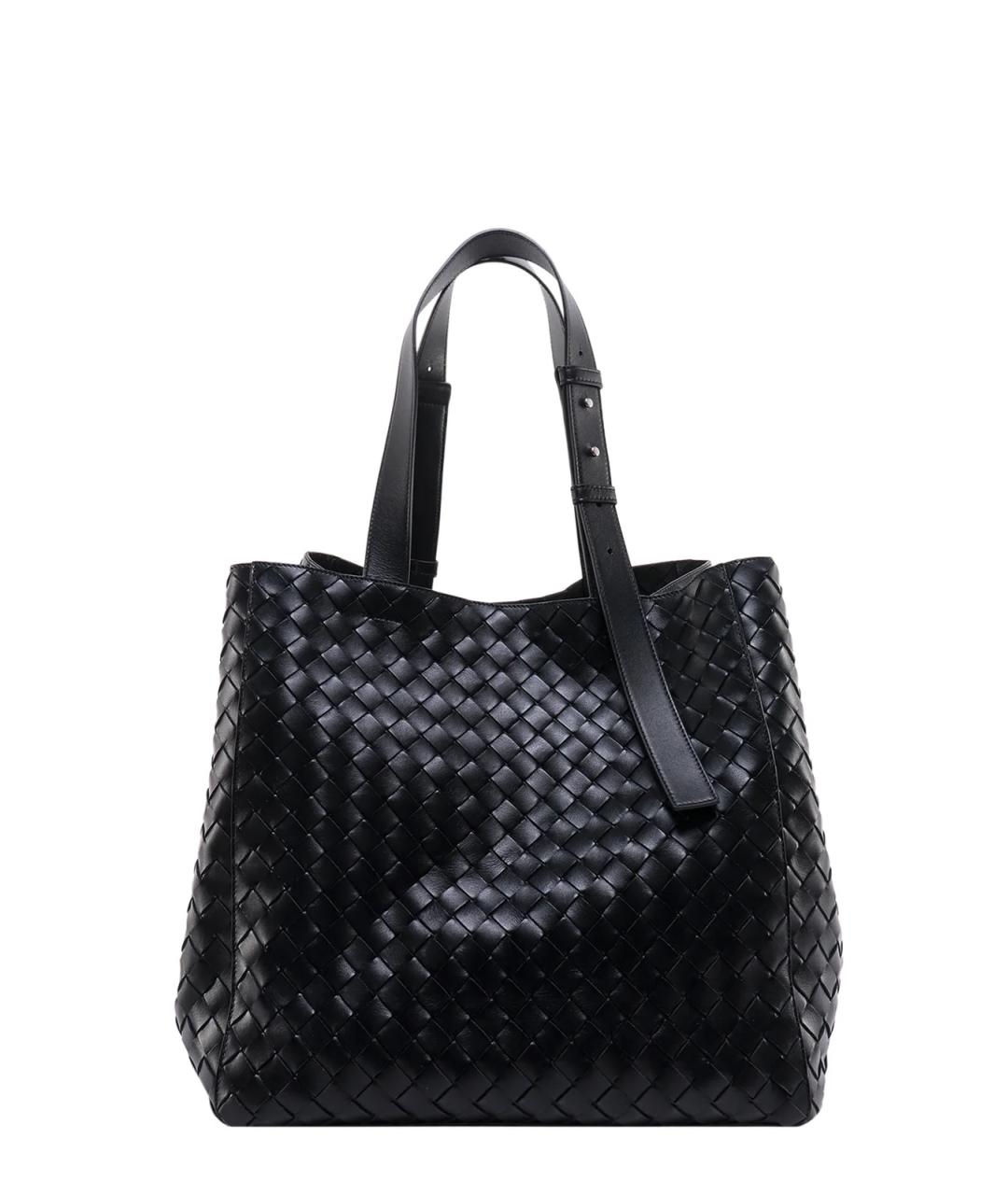 BOTTEGA VENETA Черная кожаная сумка тоут, фото 1