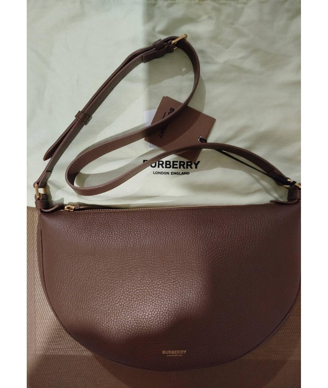 BURBERRY Коричневая кожаная сумка через плечо, фото 3