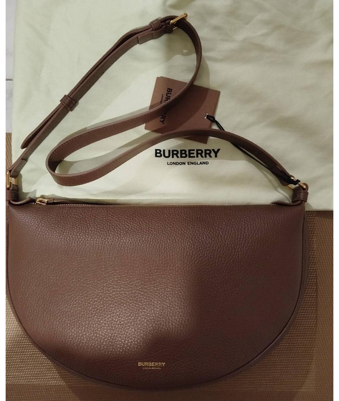 BURBERRY Коричневая кожаная сумка через плечо, фото 2