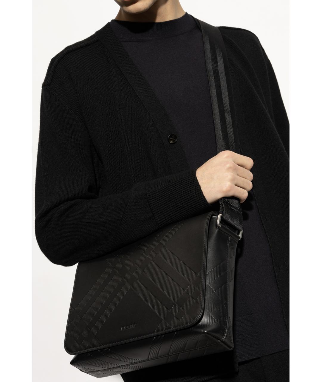BURBERRY Черная кожаная сумка на плечо, фото 4