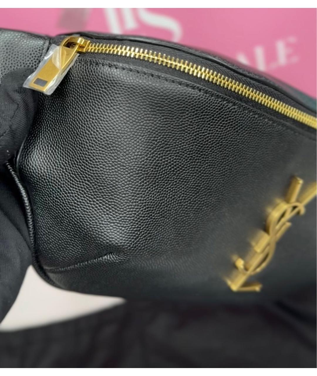 SAINT LAURENT Черная кожаная поясная сумка, фото 7