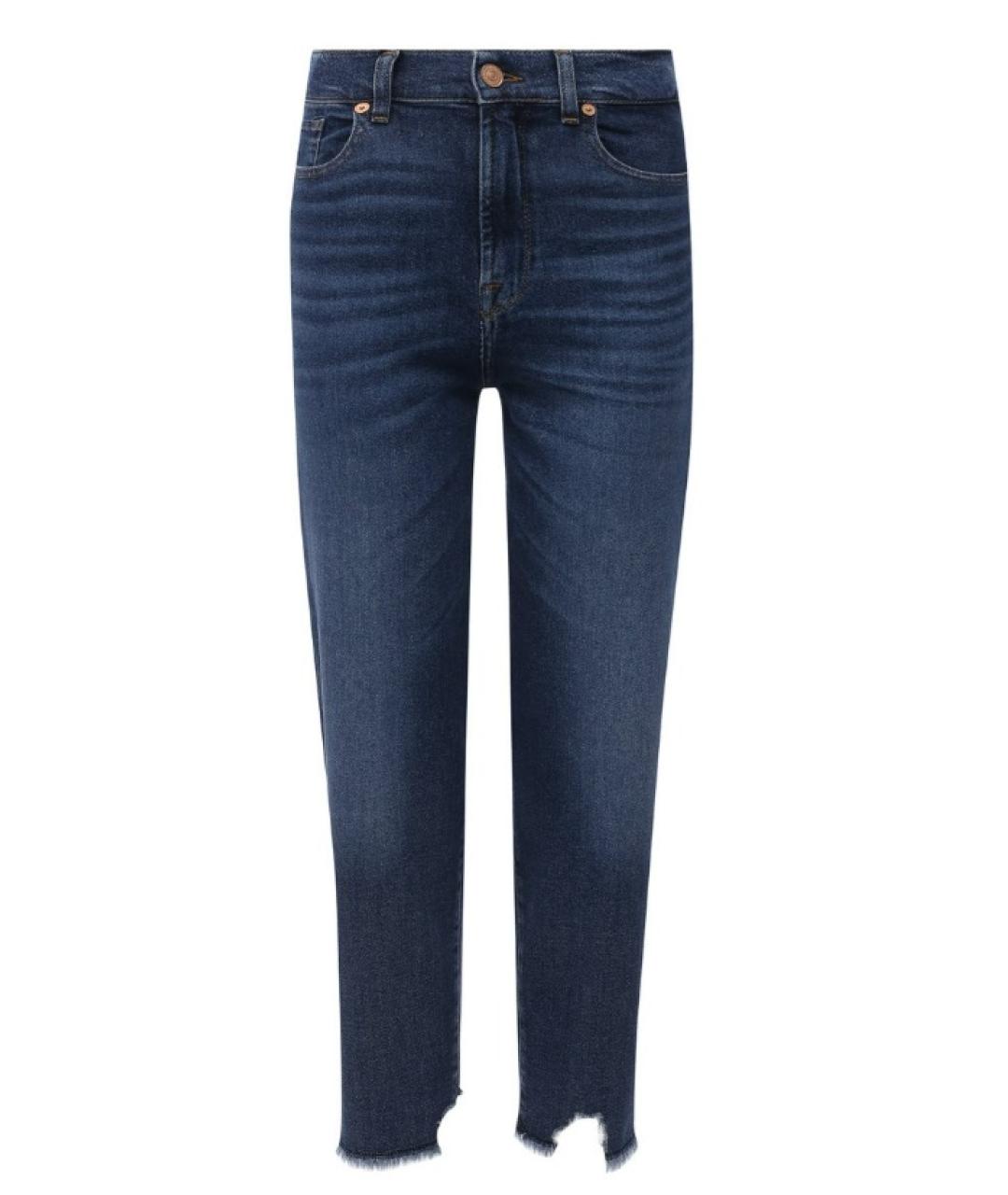 7 FOR ALL MANKIND Синие хлопковые прямые джинсы, фото 5