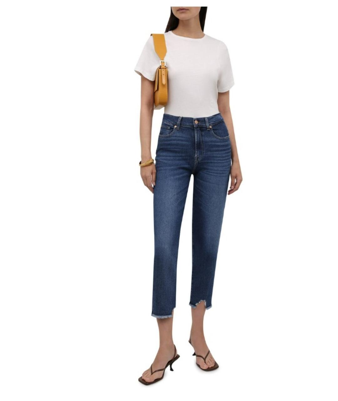 7 FOR ALL MANKIND Синие хлопковые прямые джинсы, фото 3