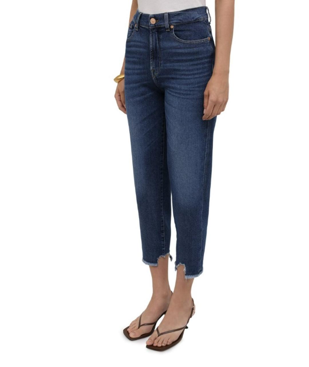 7 FOR ALL MANKIND Синие хлопковые прямые джинсы, фото 4