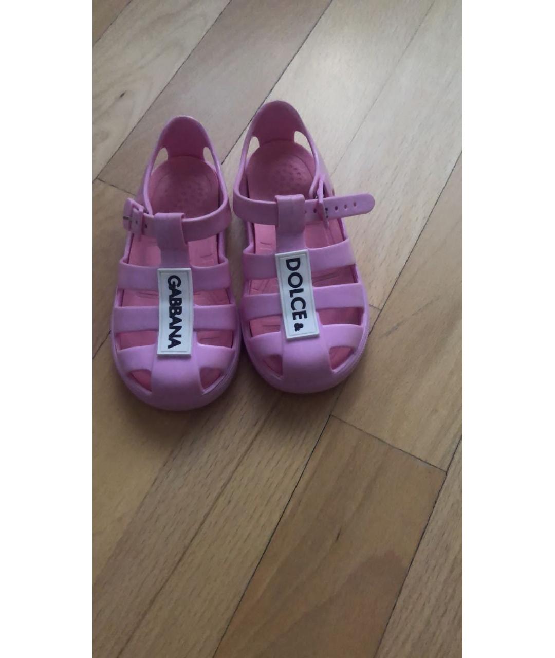 DOLCE & GABBANA KIDS Розовые резиновые сандалии и шлепанцы, фото 7