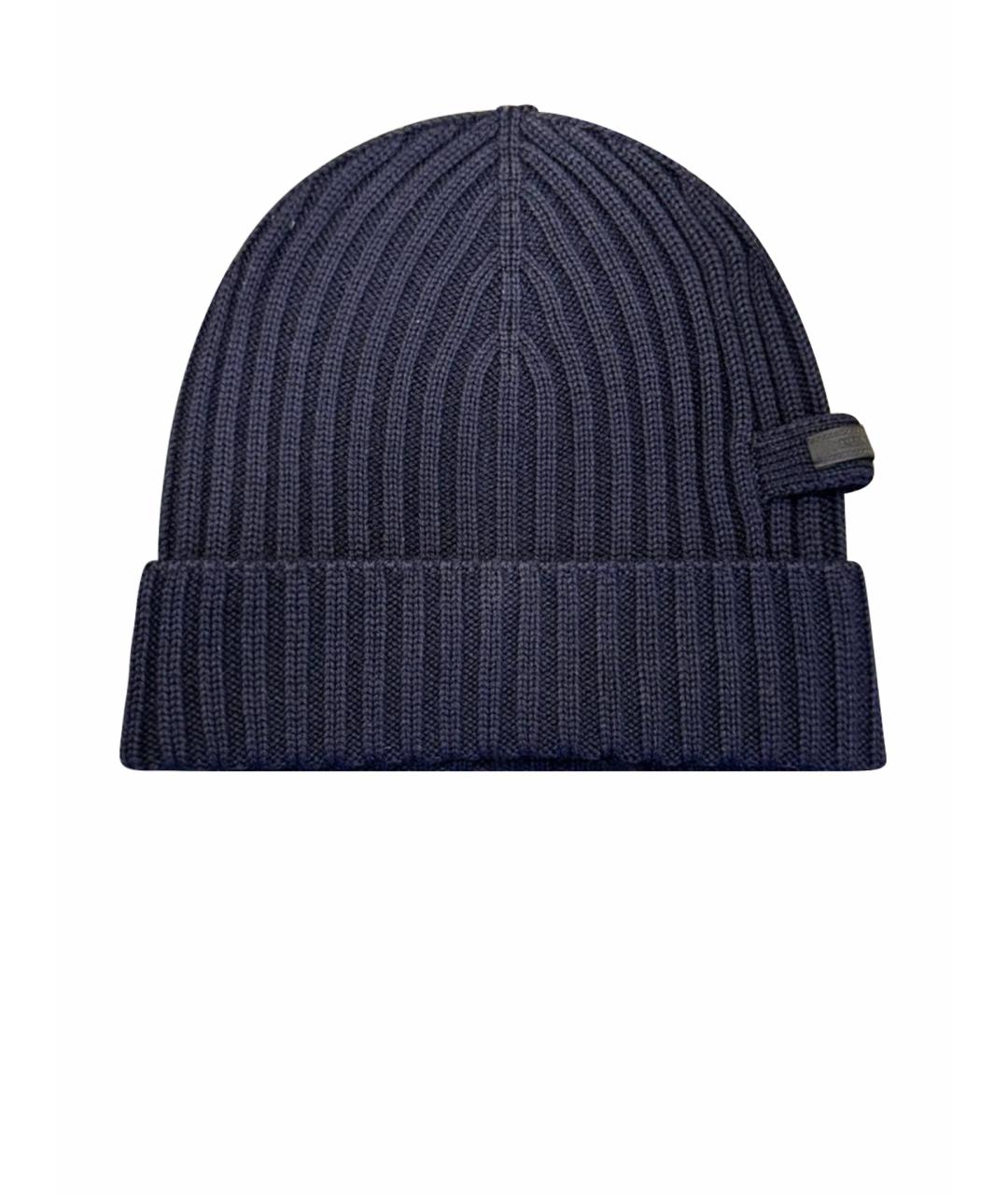 PRADA Темно-синяя шерстяная шапка, фото 1