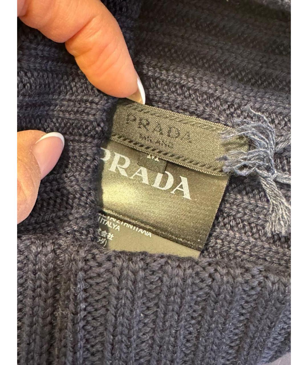 PRADA Темно-синяя шерстяная шапка, фото 6