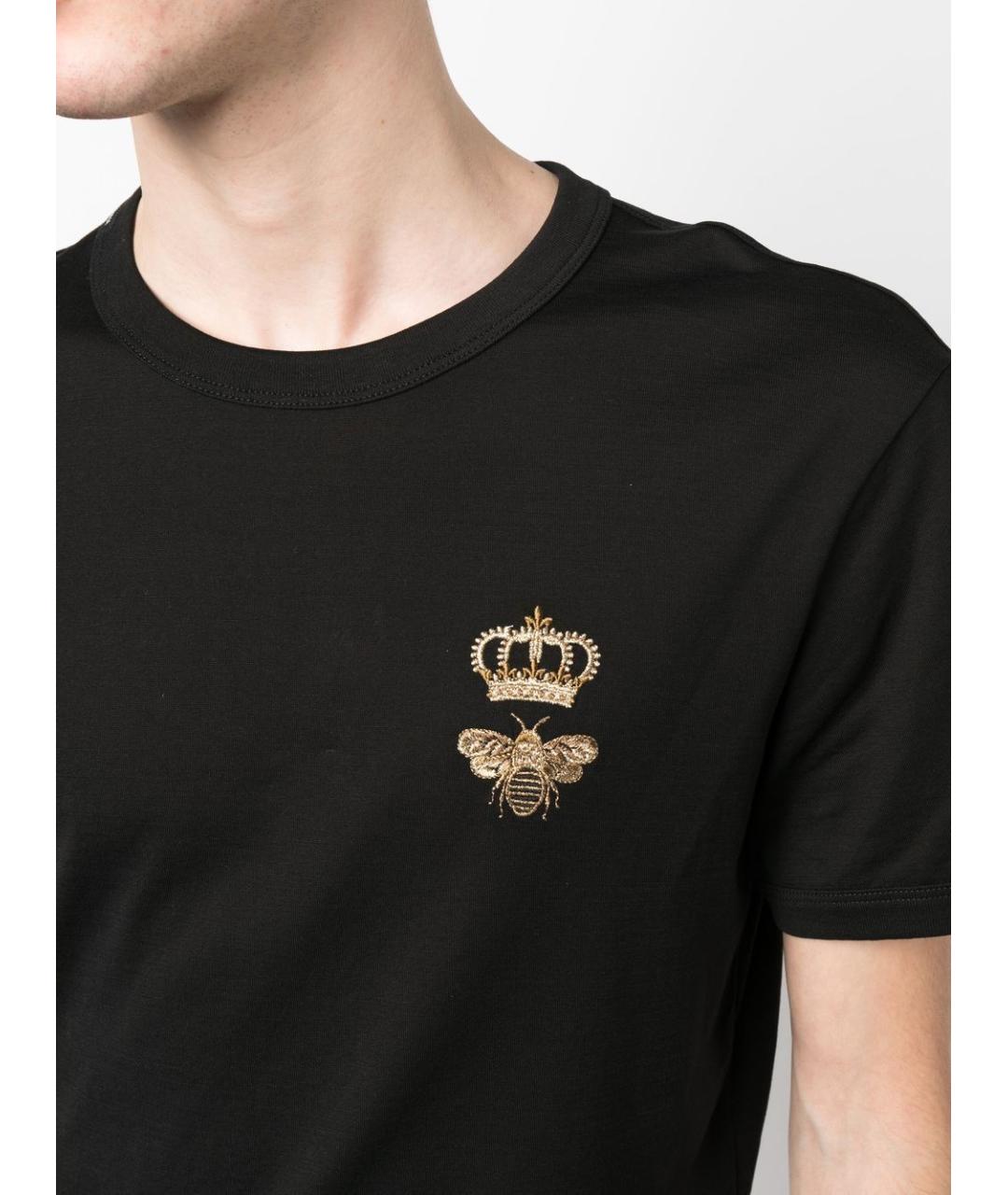 DOLCE&GABBANA Черная хлопковая футболка, фото 3