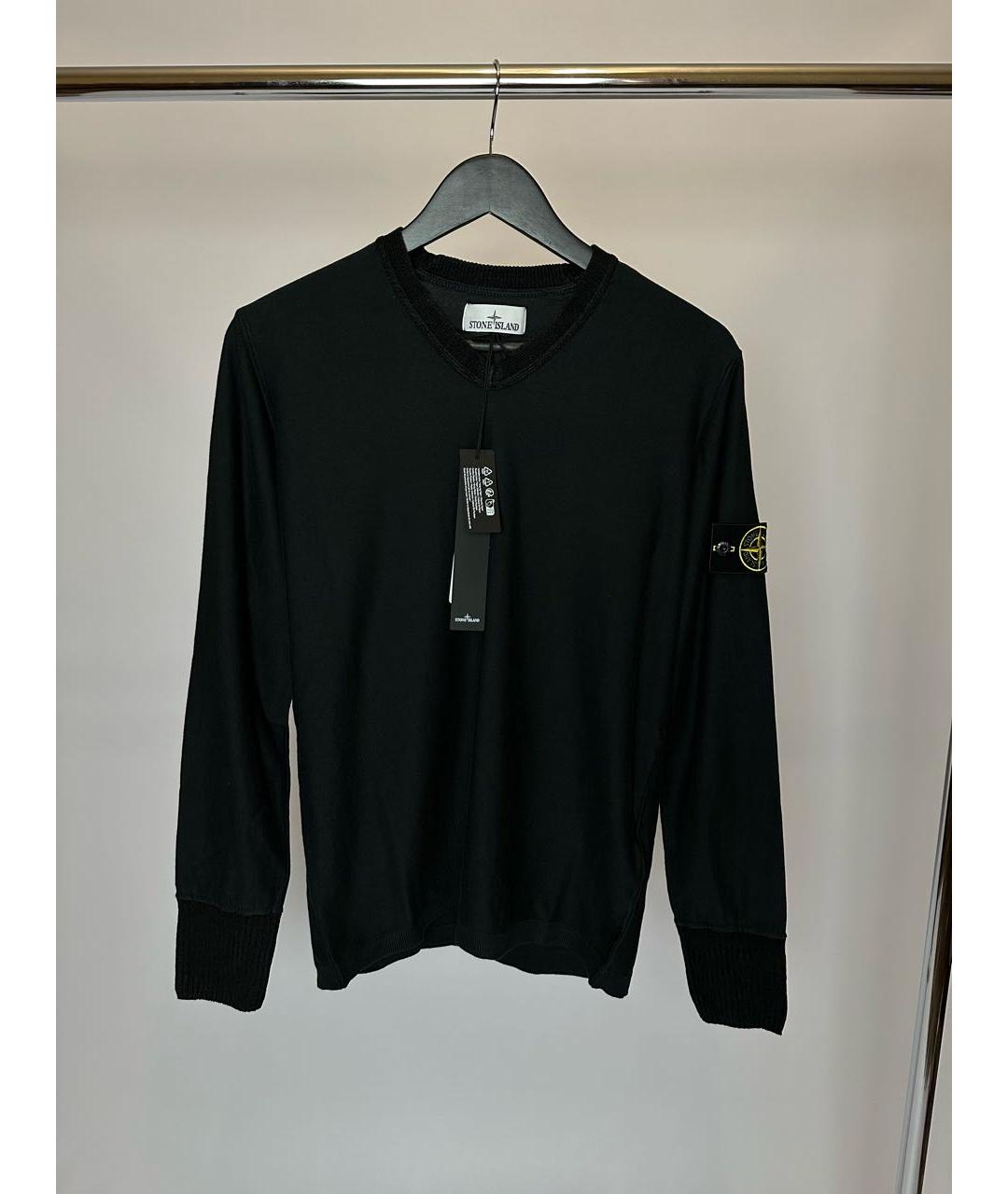 STONE ISLAND Черный хлопковый джемпер / свитер, фото 7