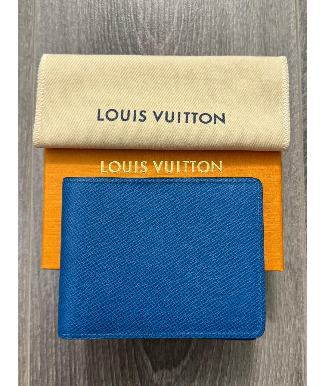 LOUIS VUITTON Синий кожаный кошелек, фото 9