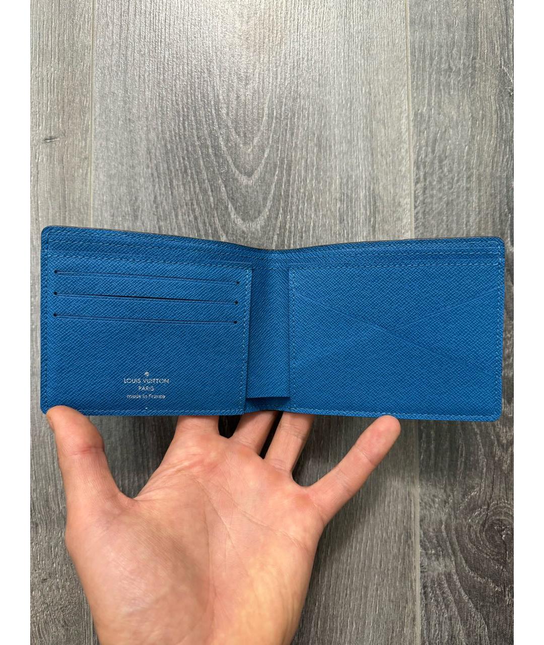 LOUIS VUITTON Синий кожаный кошелек, фото 5