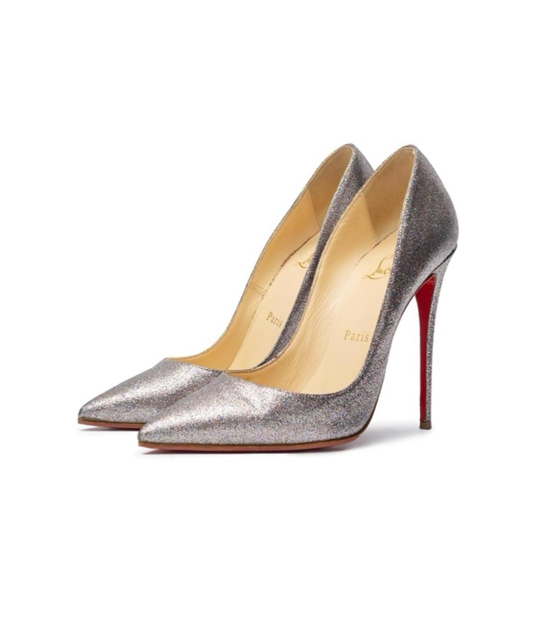 CHRISTIAN LOUBOUTIN Серебряные кожаные туфли, фото 2