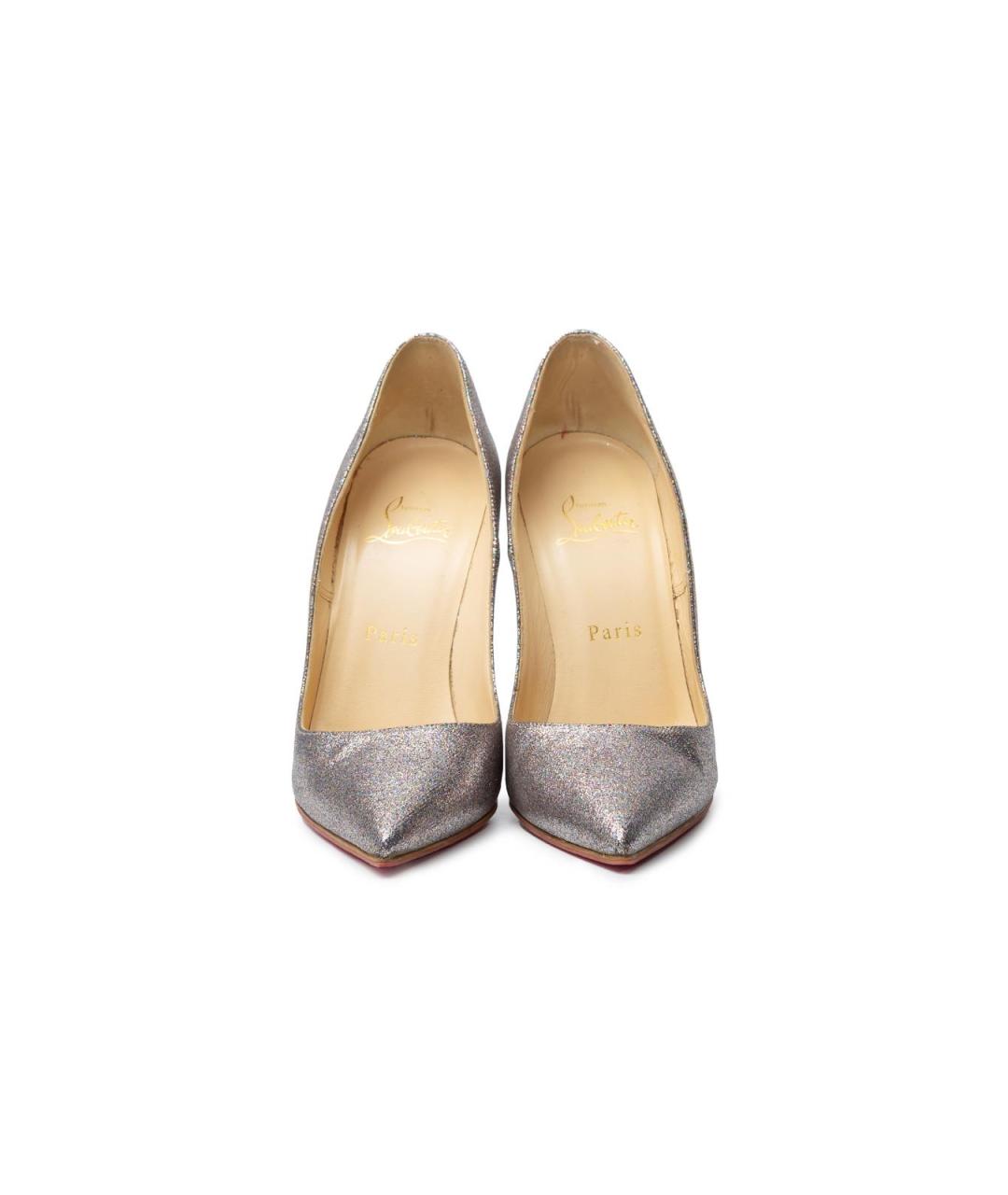 CHRISTIAN LOUBOUTIN Серебряные кожаные туфли, фото 3