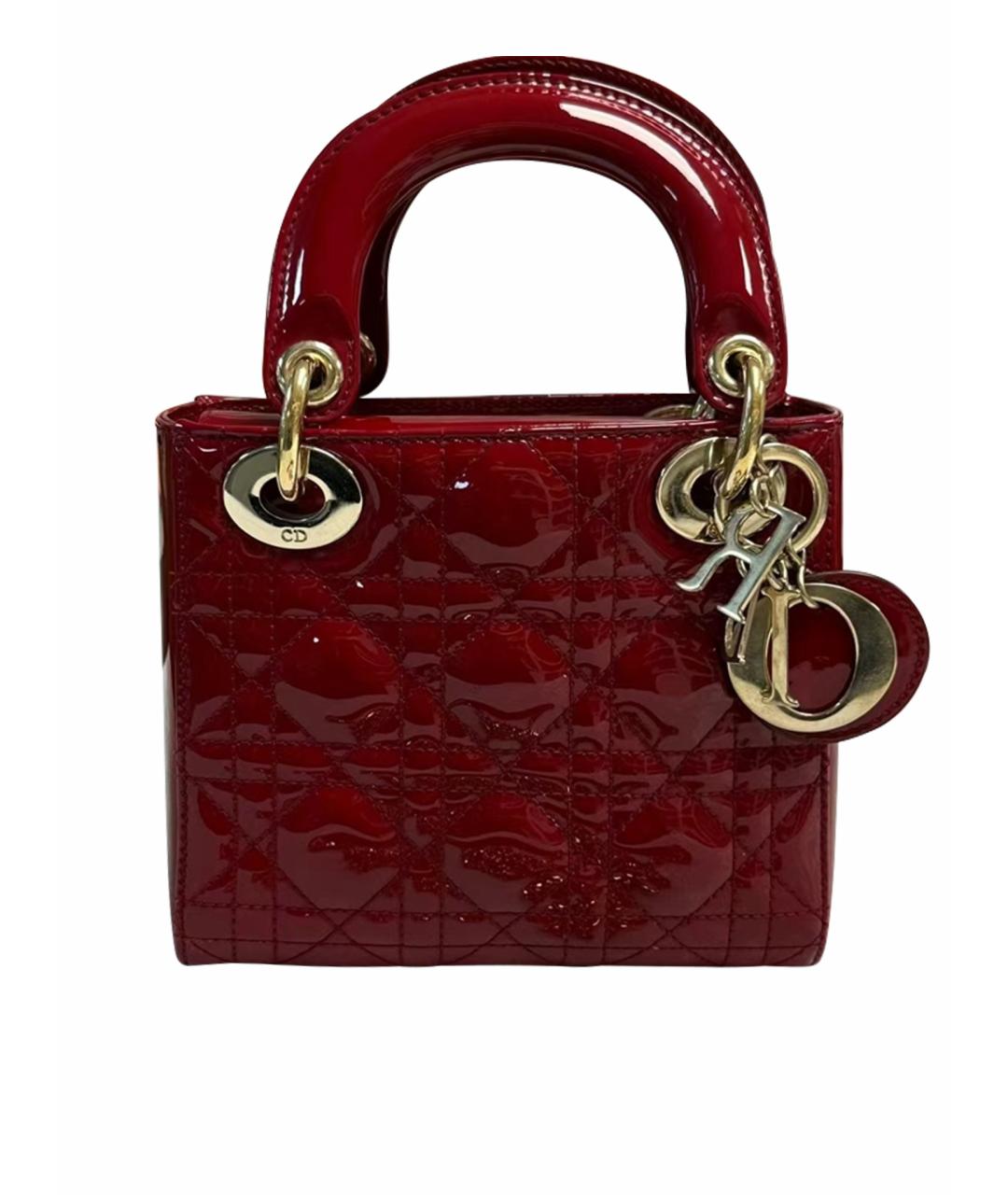 CHRISTIAN DIOR Красная сумка через плечо из лакированной кожи, фото 1