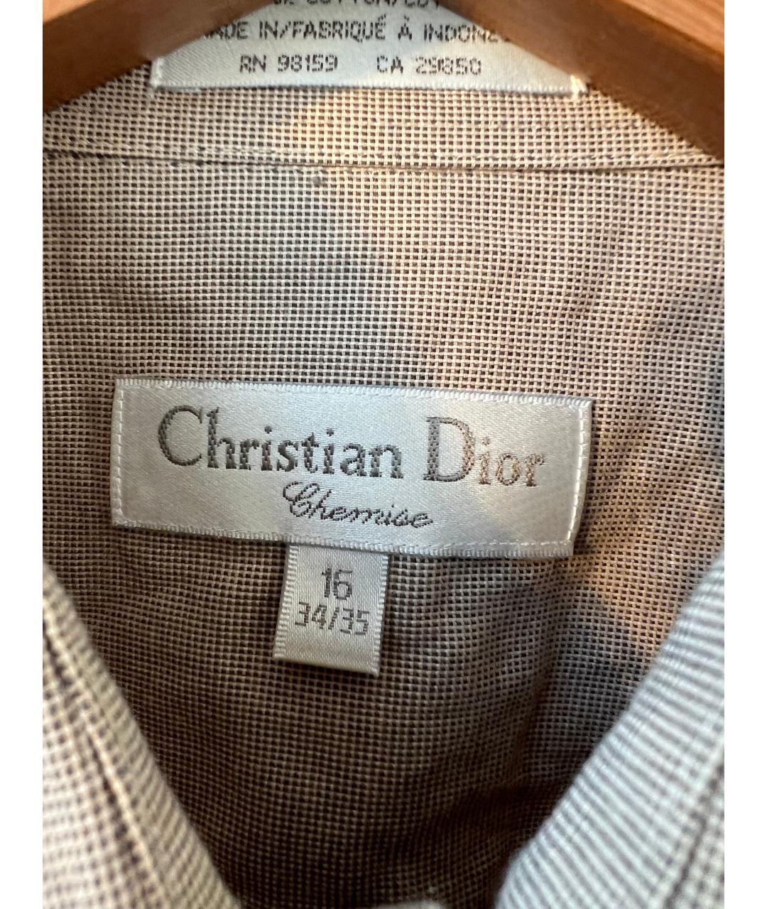 CHRISTIAN DIOR Хаки хлопковая классическая рубашка, фото 2