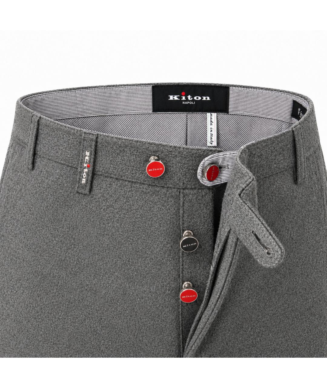 KITON Серые шерстяные классические брюки, фото 5