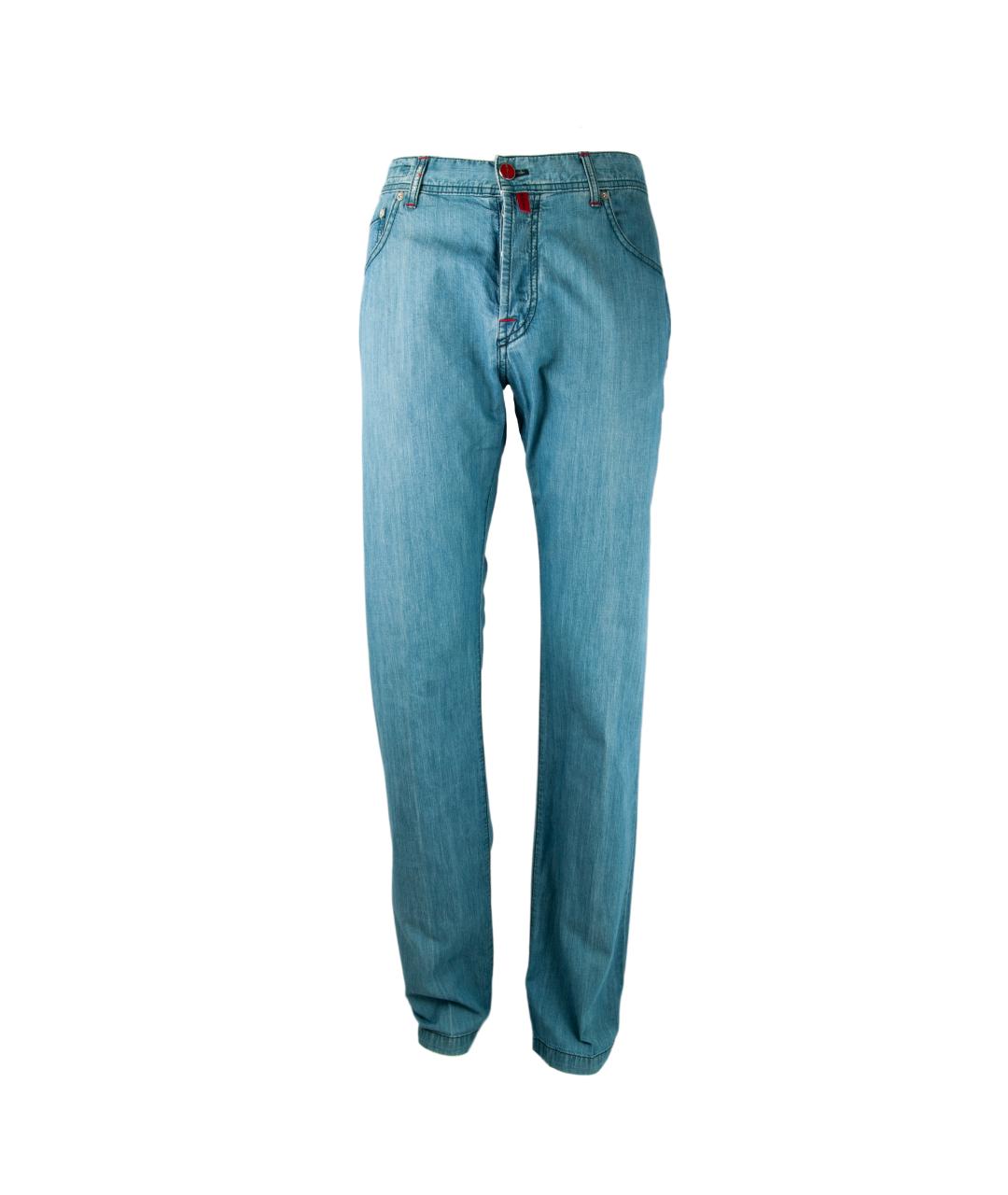 KITON Голубые хлопковые прямые джинсы, фото 1