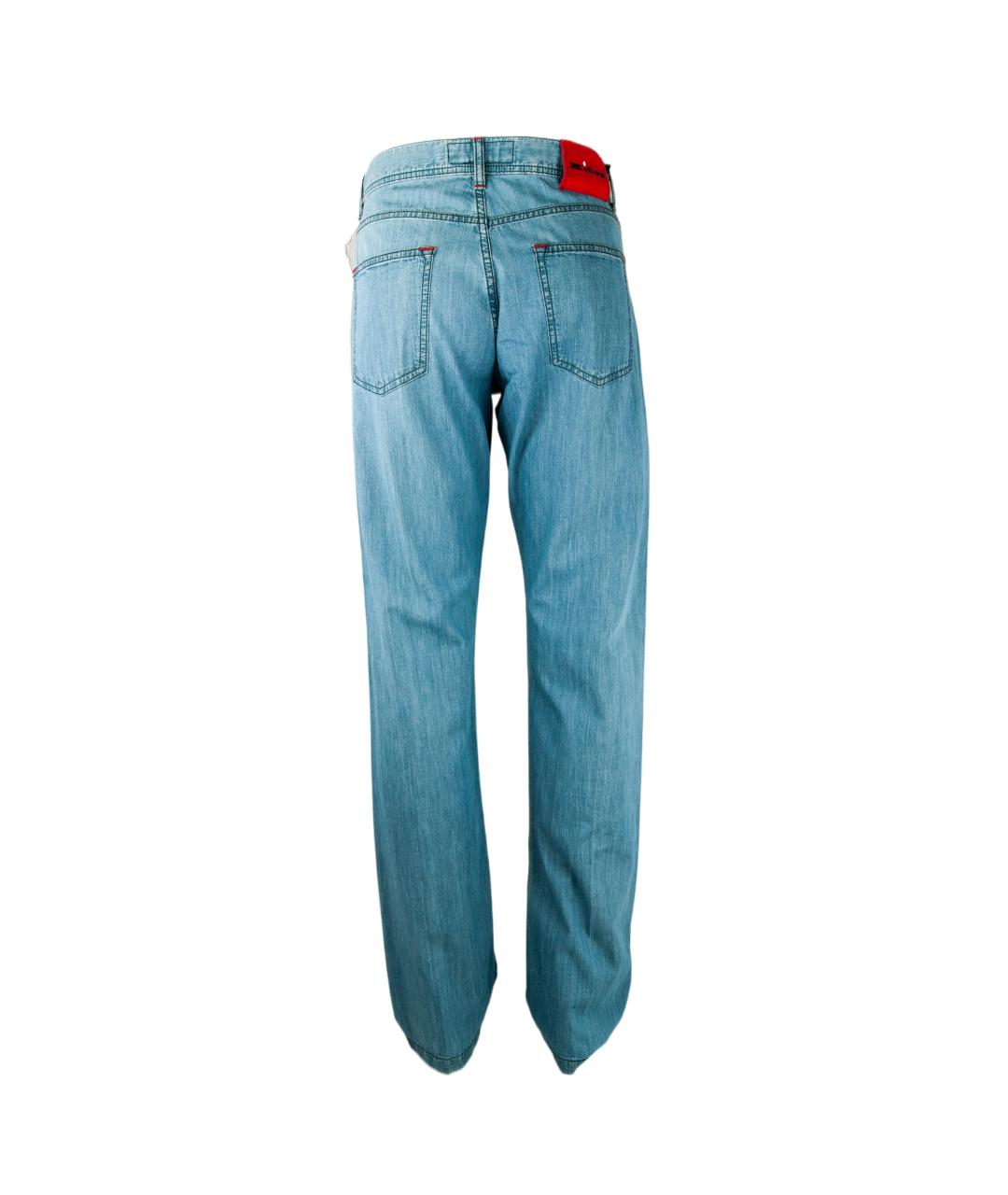 KITON Голубые хлопковые прямые джинсы, фото 3