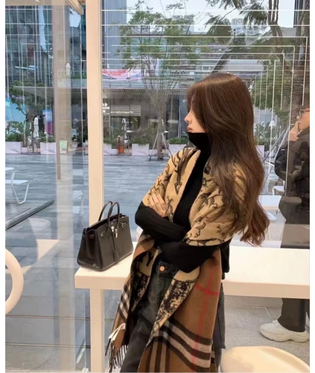 BURBERRY Хаки кашемировый шарф, фото 4