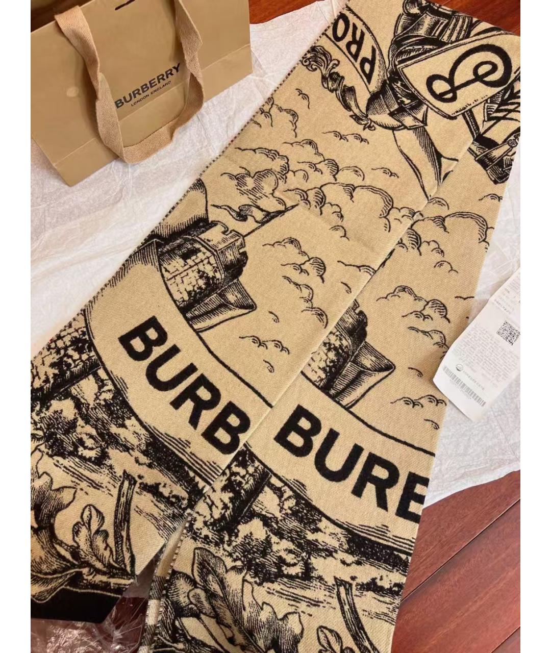 BURBERRY Хаки кашемировый шарф, фото 2