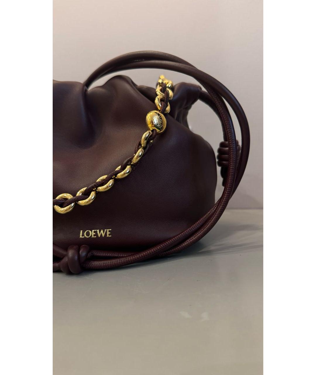 LOEWE Бордовая кожаная сумка через плечо, фото 5