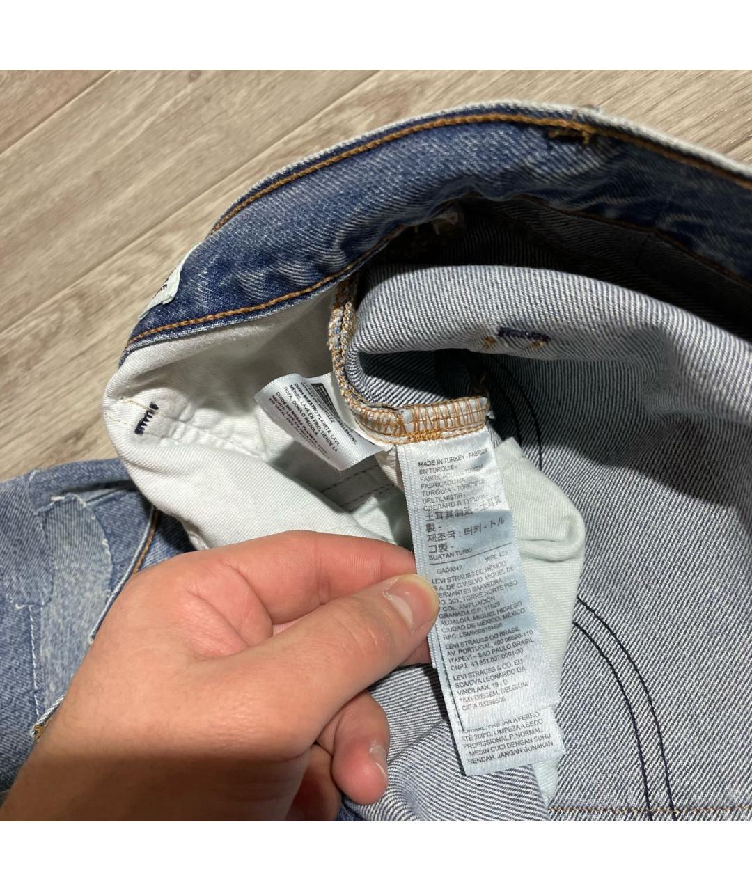 LEVI'S Голубые хлопковые прямые джинсы, фото 6