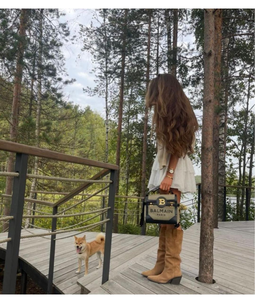 BALMAIN Серая кожаная сумка через плечо, фото 5