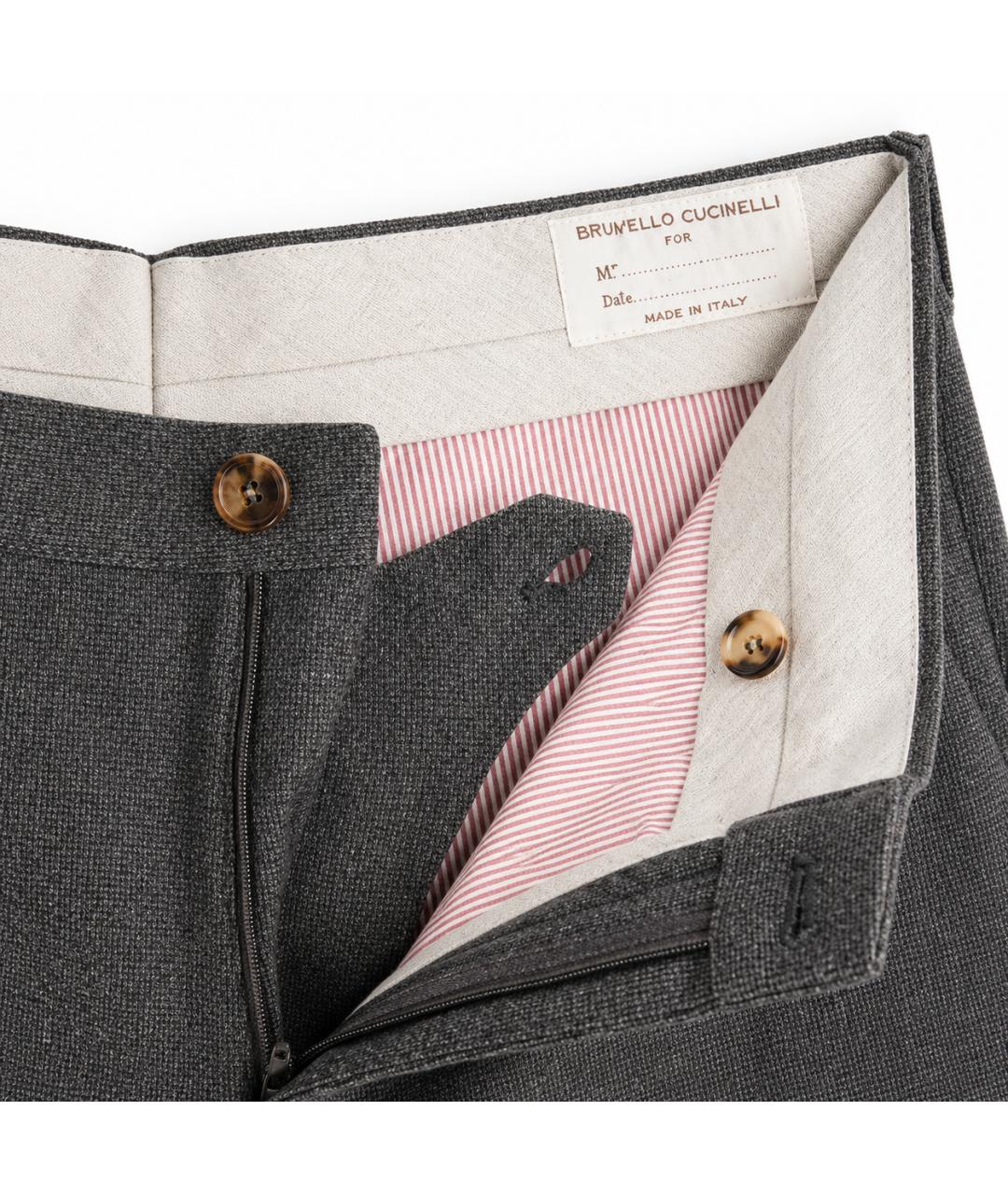 BRUNELLO CUCINELLI Серые шерстяные брюки чинос, фото 6