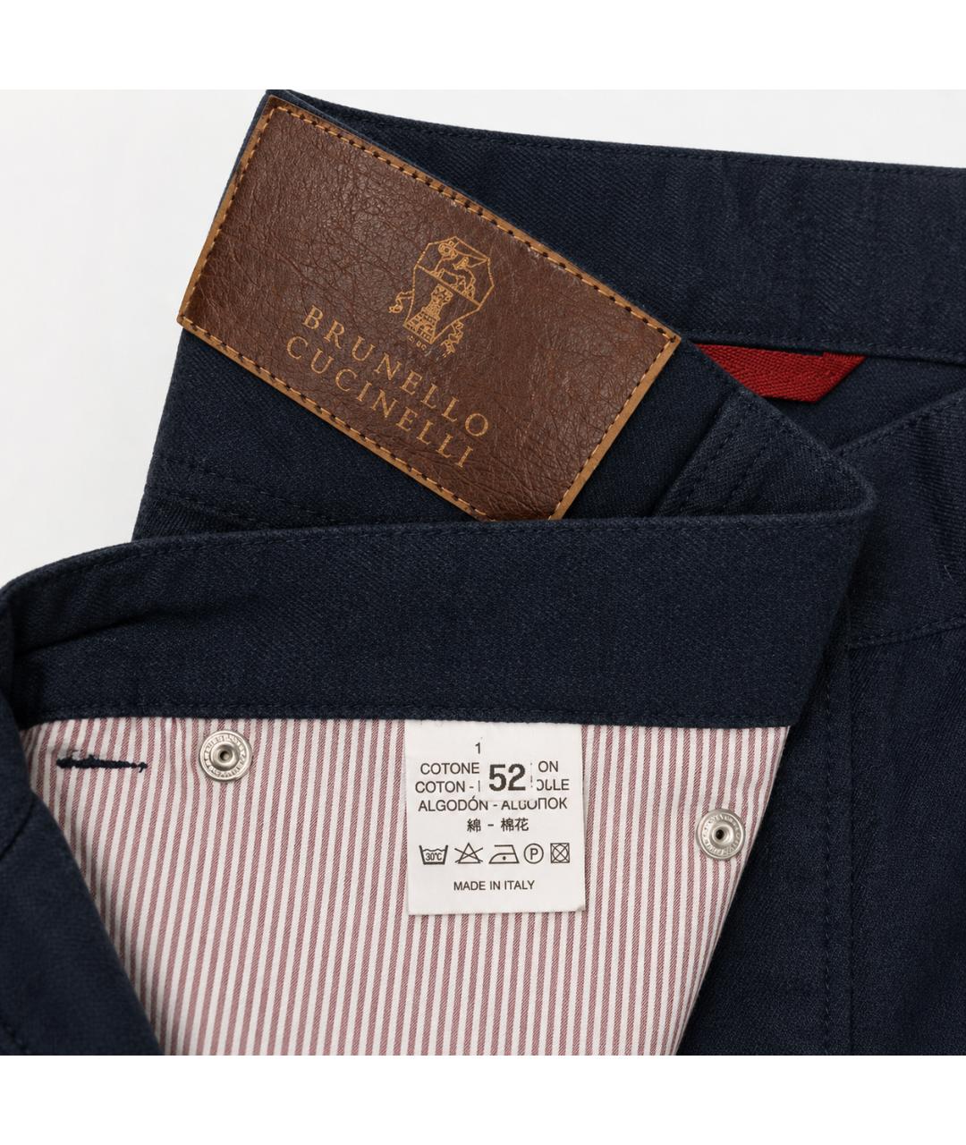 BRUNELLO CUCINELLI Синие хлопковые брюки чинос, фото 6