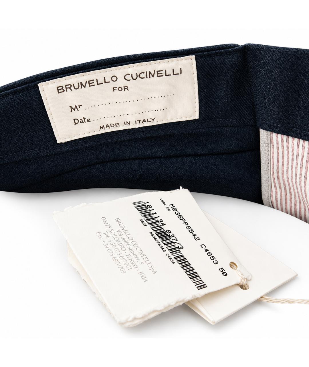 BRUNELLO CUCINELLI Синие хлопковые брюки чинос, фото 5
