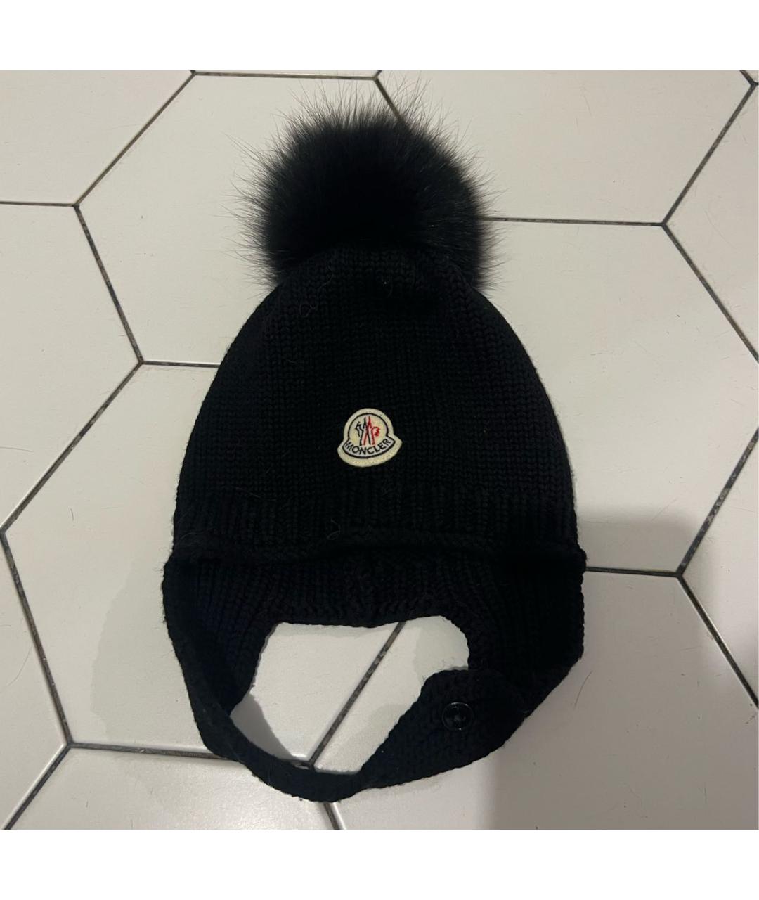 MONCLER Черная льняная шапка, фото 5