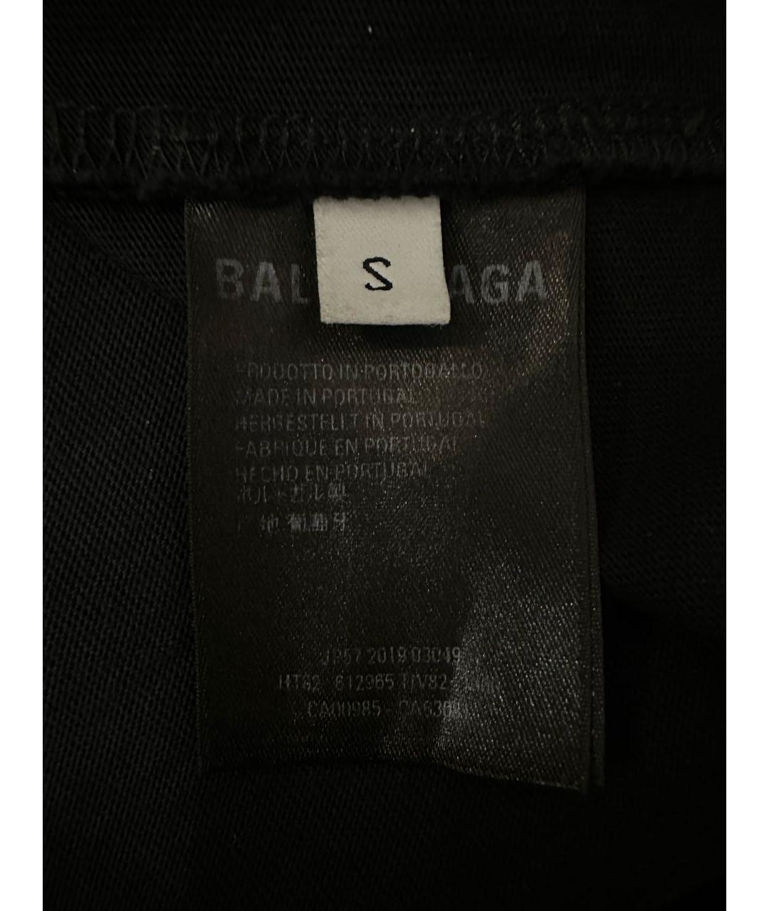 BALENCIAGA Черная хлопковая футболка, фото 4