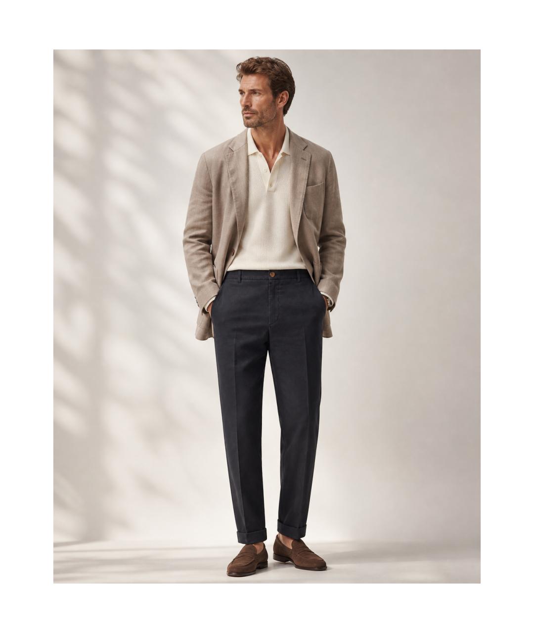 BRUNELLO CUCINELLI Фиолетовые хлопковые брюки чинос, фото 5