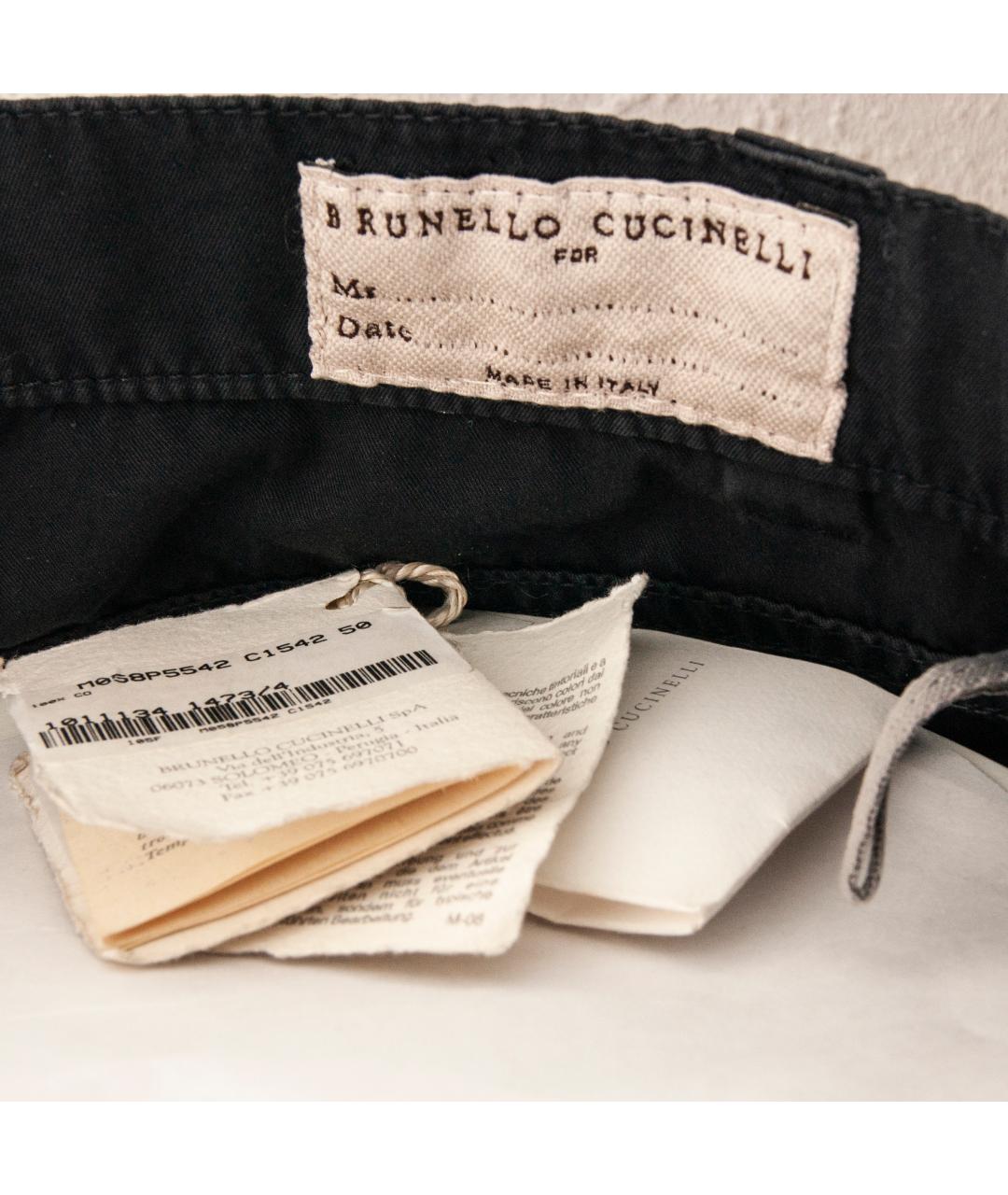 BRUNELLO CUCINELLI Темно-синие хлопковые брюки чинос, фото 5