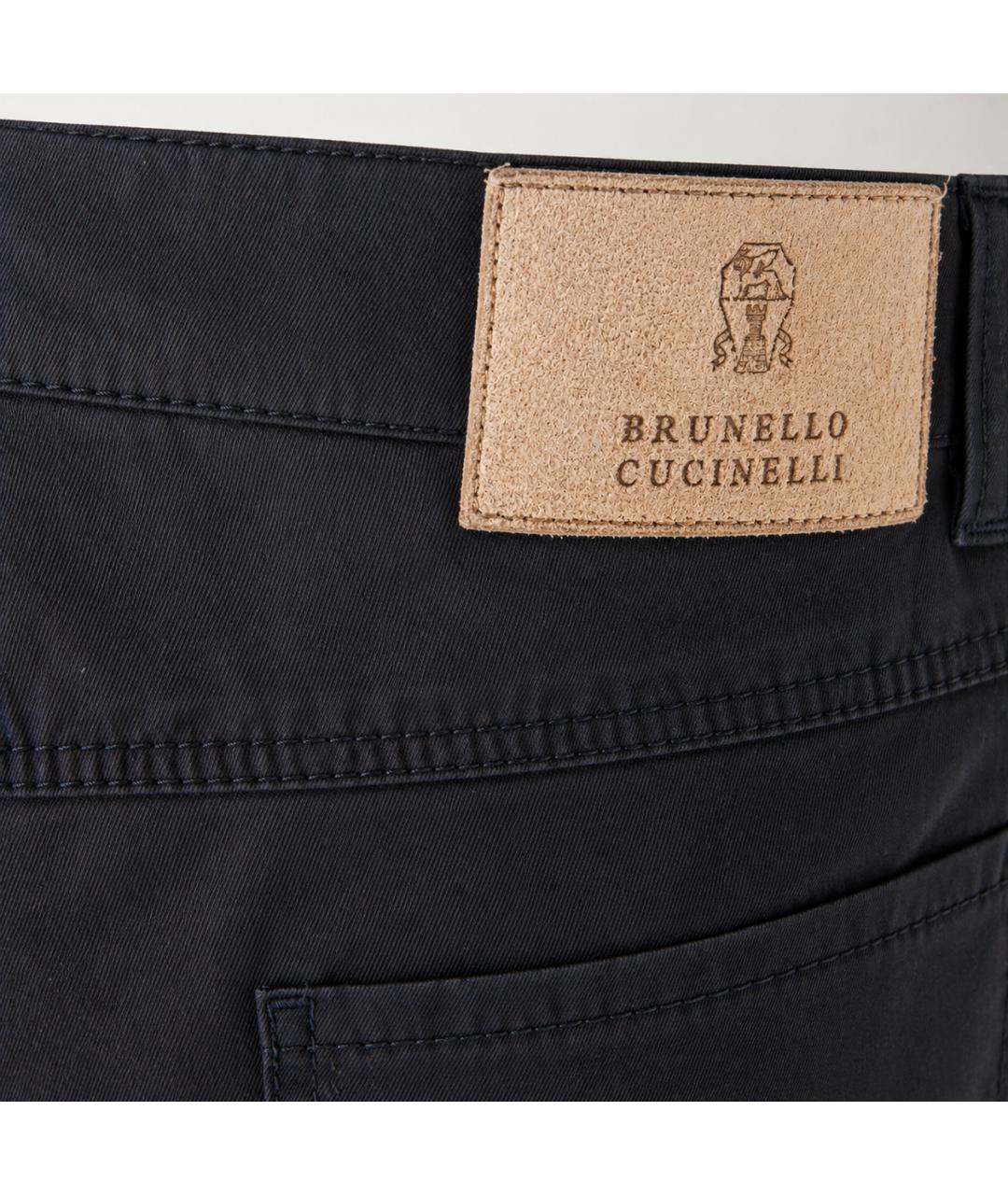 BRUNELLO CUCINELLI Темно-синие хлопковые брюки чинос, фото 4