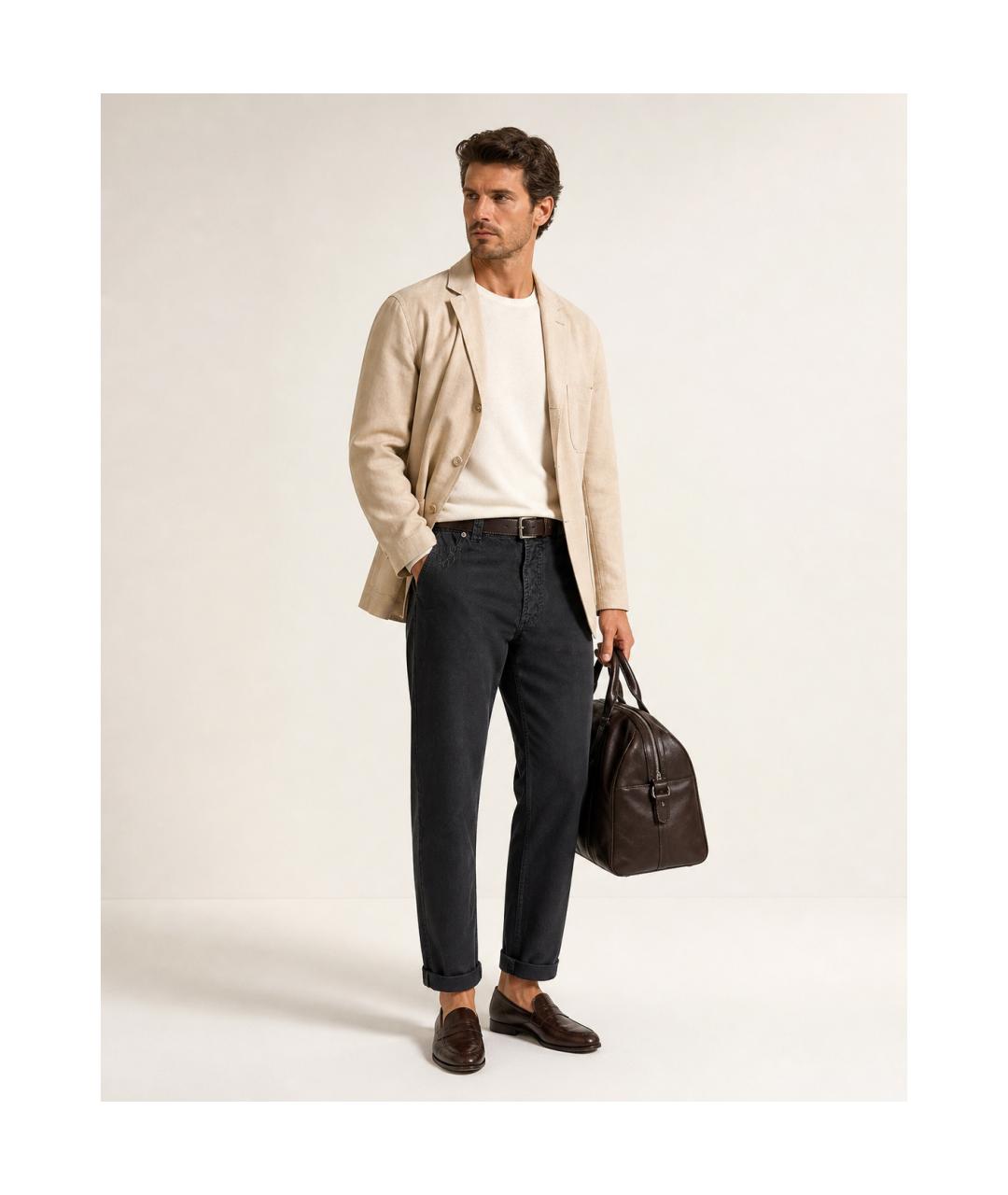BRUNELLO CUCINELLI Темно-синие хлопковые брюки чинос, фото 7