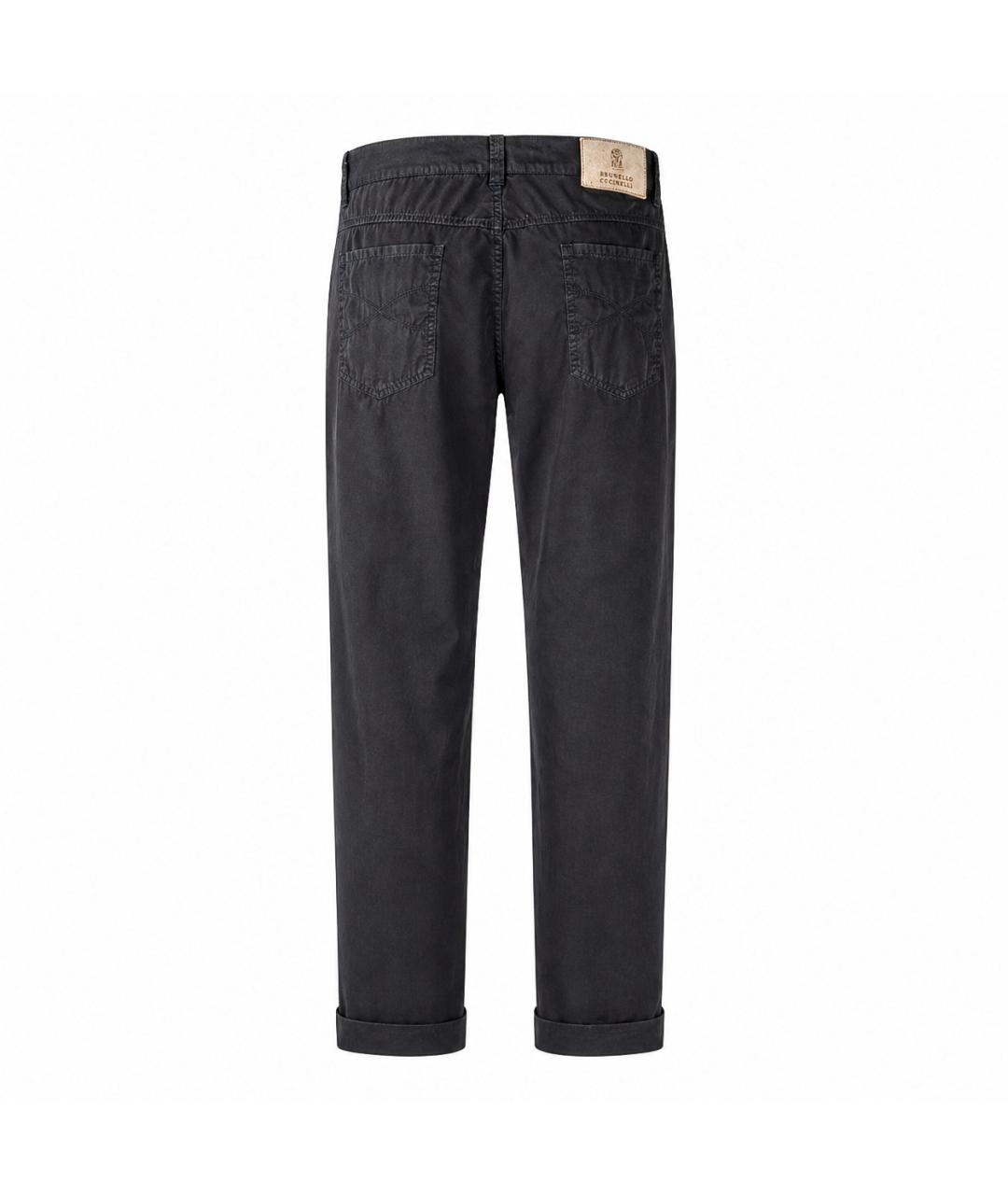 BRUNELLO CUCINELLI Темно-синие хлопковые брюки чинос, фото 3