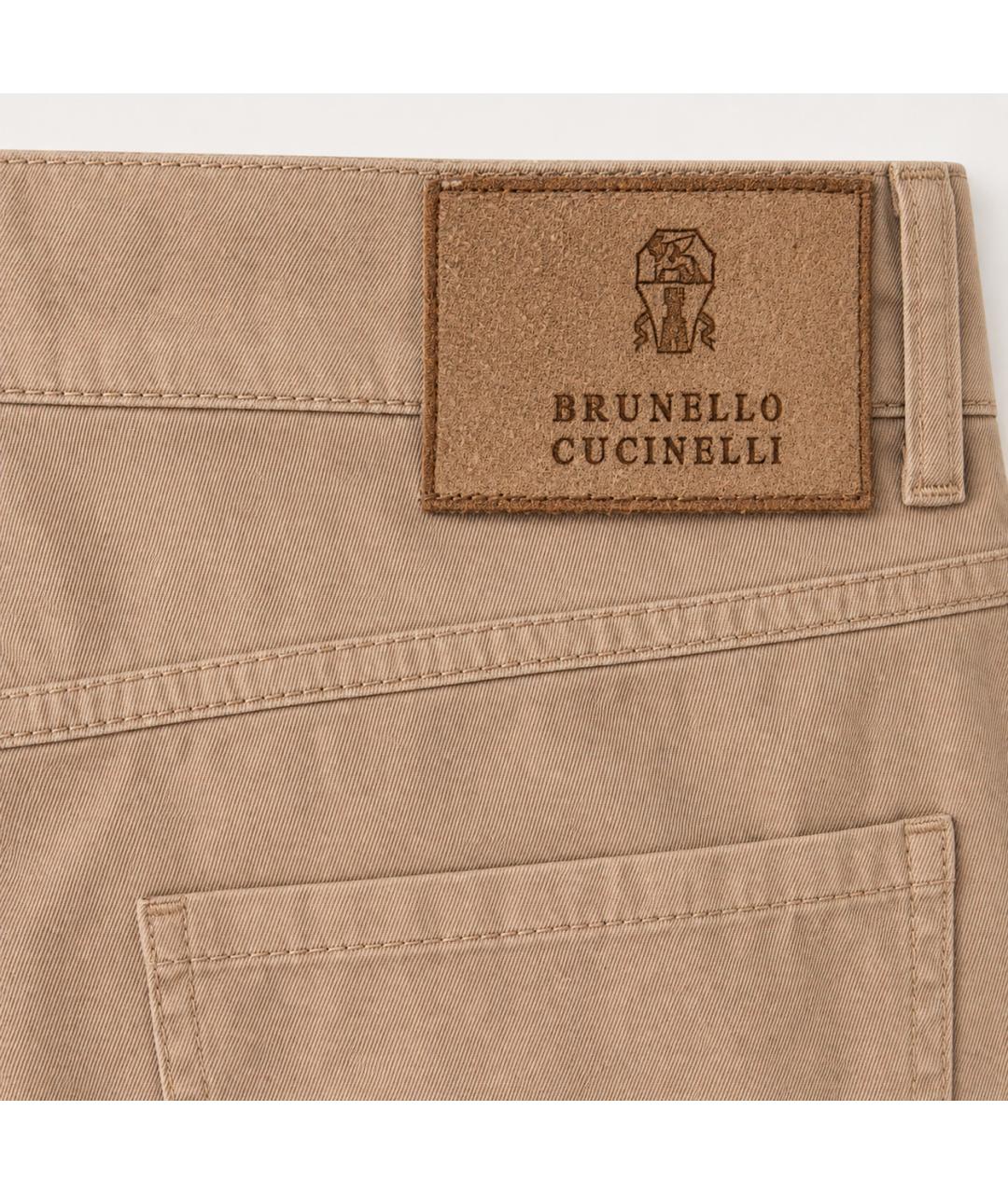 BRUNELLO CUCINELLI Бежевые хлопковые брюки чинос, фото 4