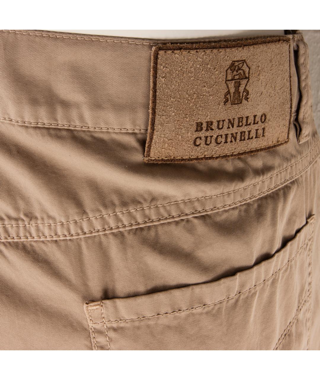 BRUNELLO CUCINELLI Бежевые хлопковые брюки чинос, фото 4