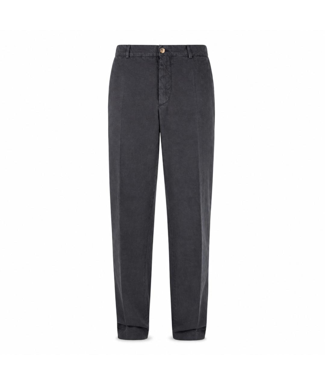 BRUNELLO CUCINELLI Антрацитовые хлопковые брюки чинос, фото 1