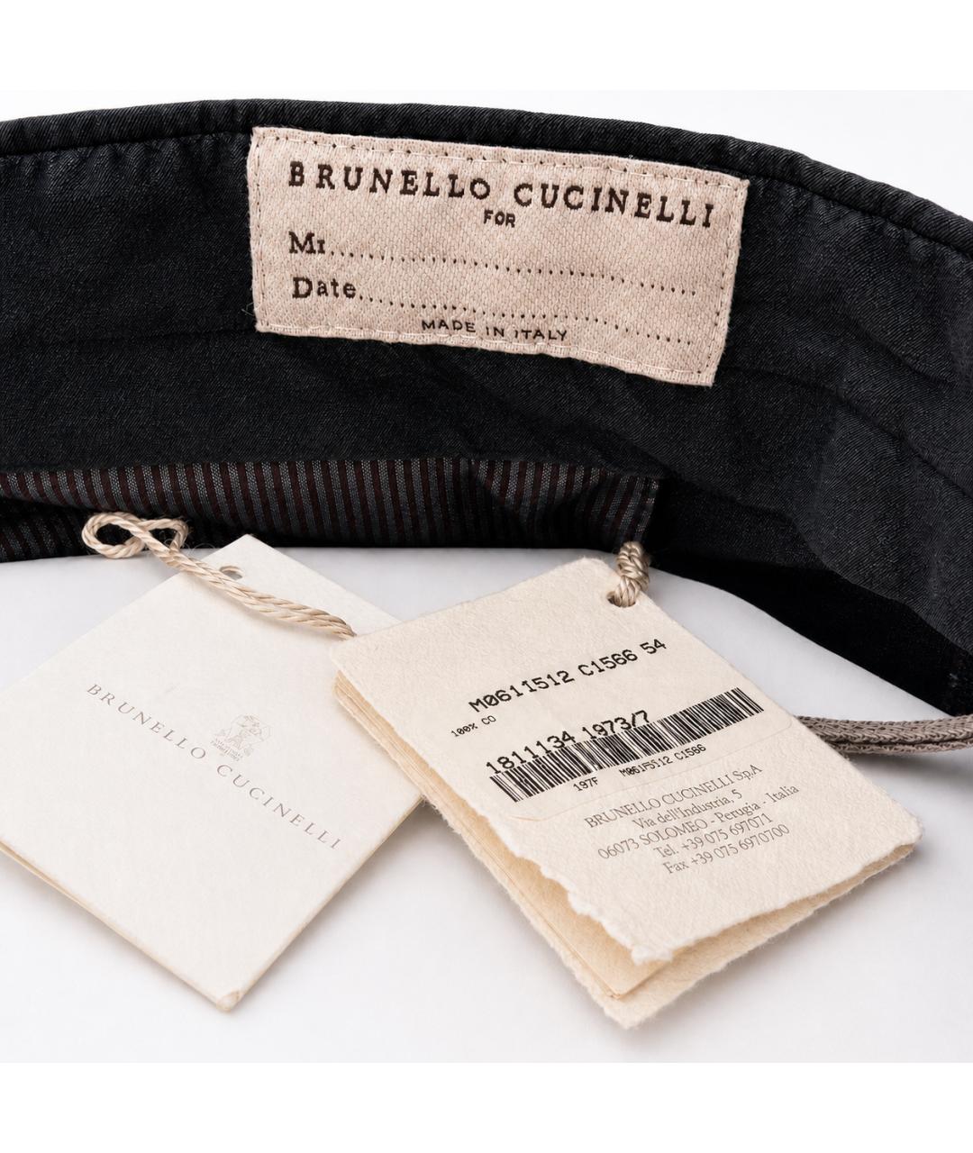 BRUNELLO CUCINELLI Антрацитовые хлопковые брюки чинос, фото 3