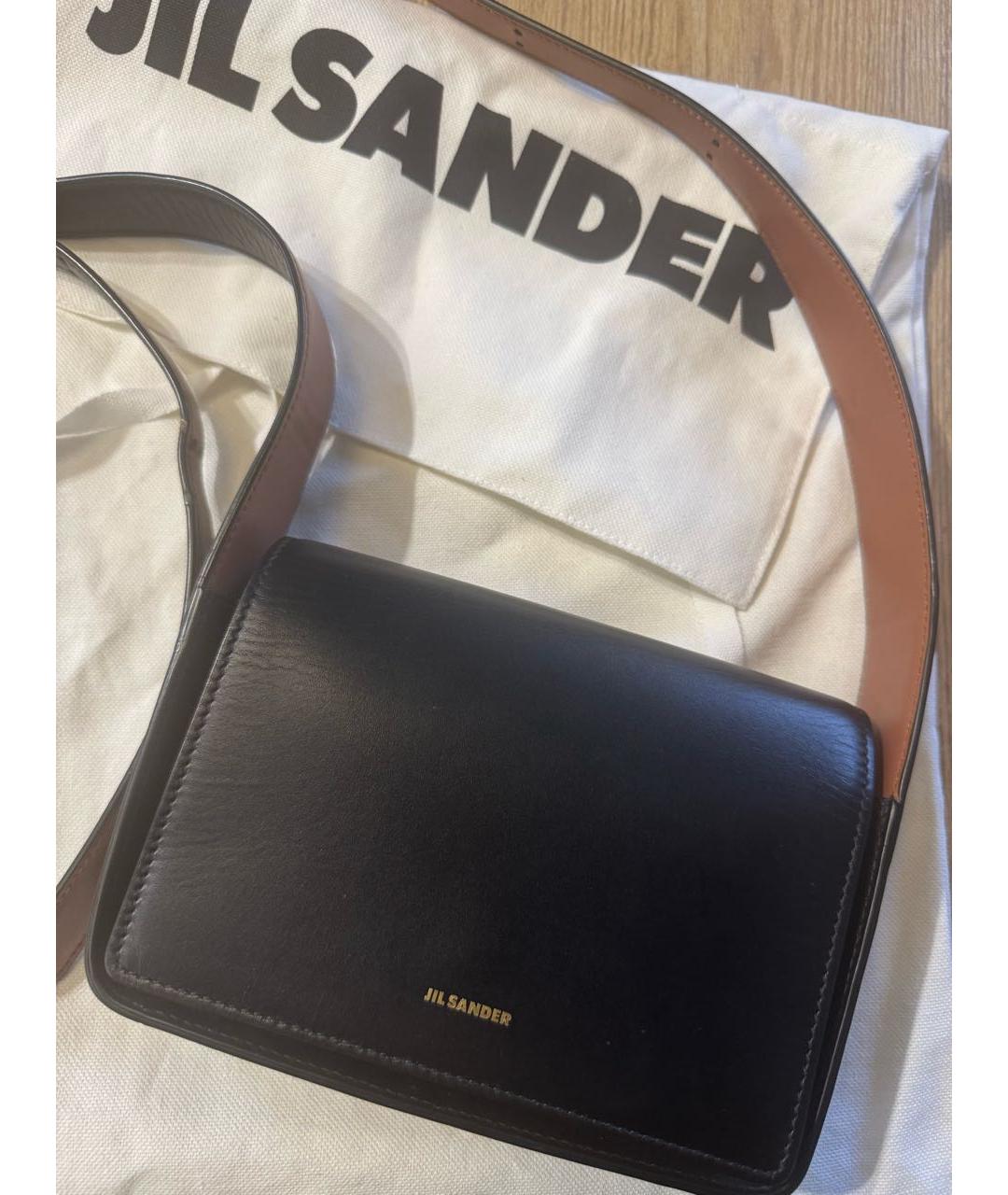 JIL SANDER Черная кожаная сумка через плечо, фото 5