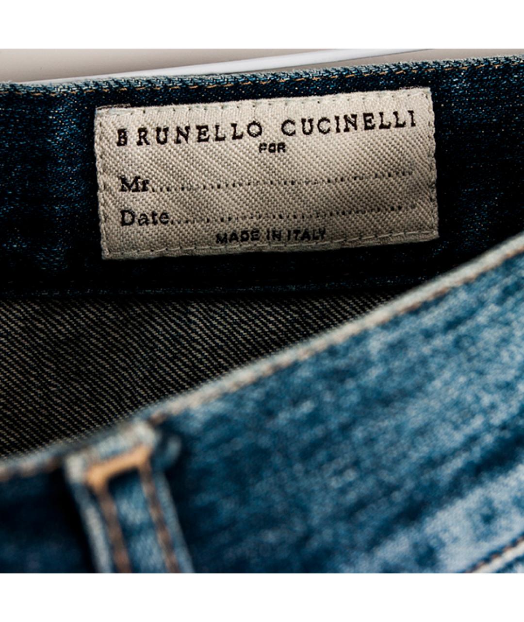 BRUNELLO CUCINELLI Синие хлопковые прямые джинсы, фото 3