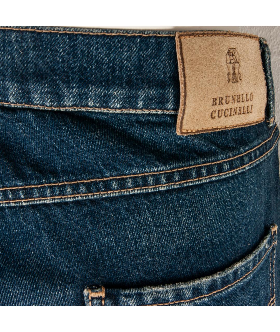 BRUNELLO CUCINELLI Синие хлопковые прямые джинсы, фото 5