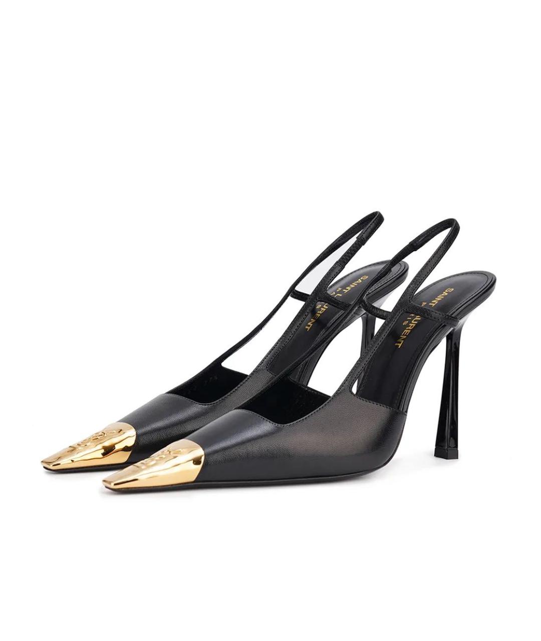 SAINT LAURENT Черные кожаные туфли, фото 2