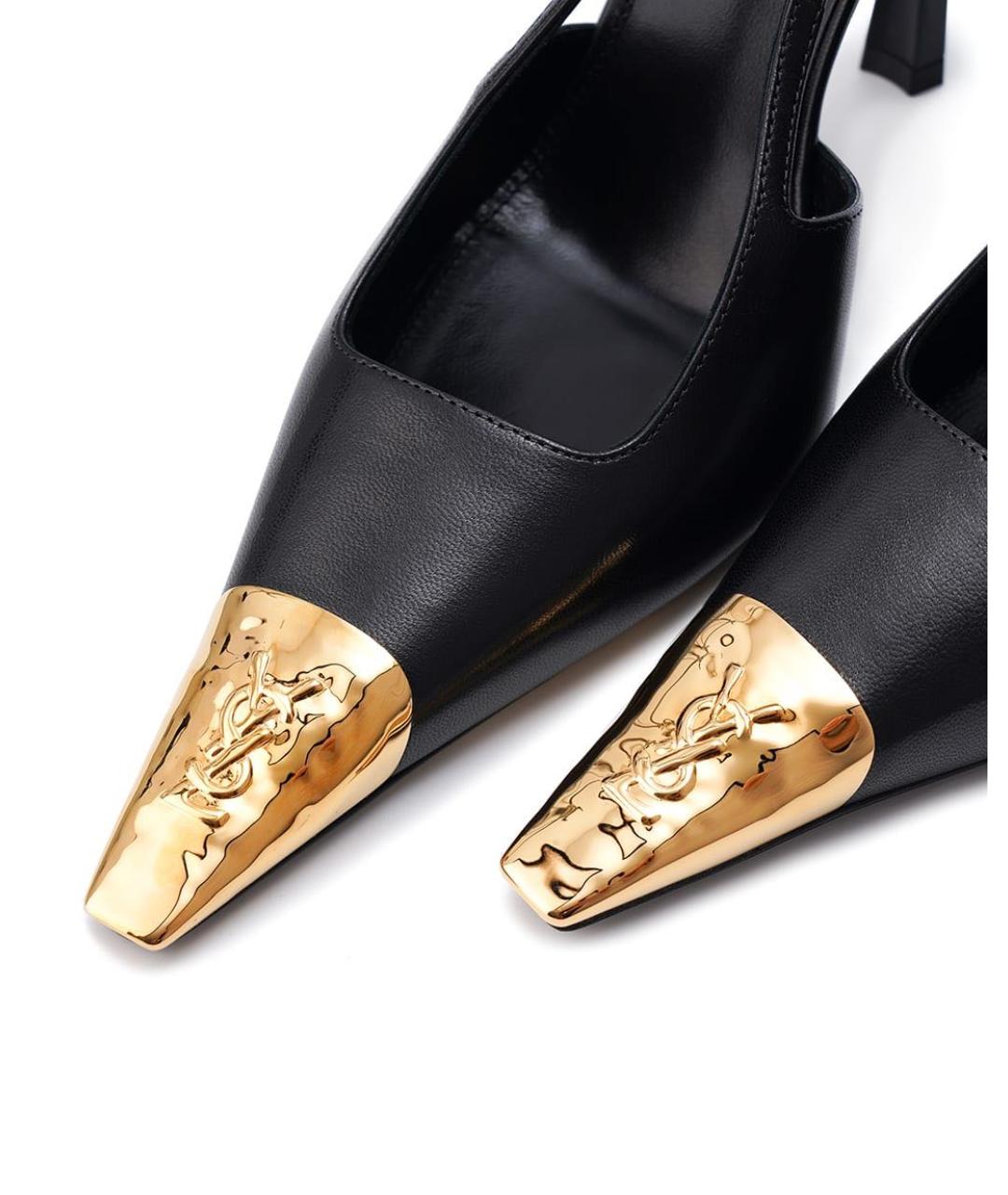 SAINT LAURENT Черные кожаные туфли, фото 3