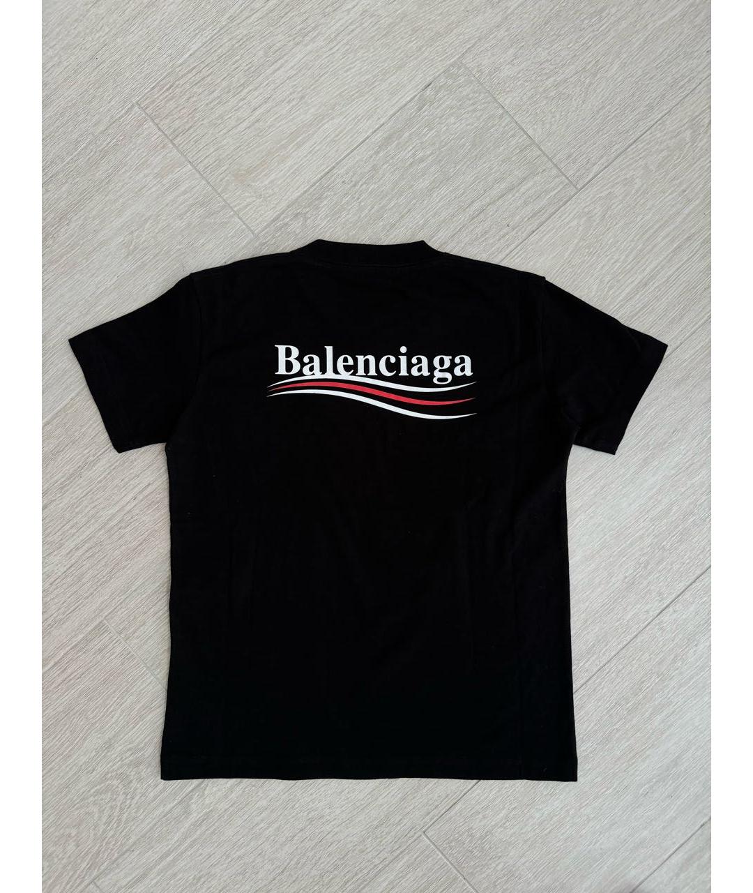 BALENCIAGA Черная хлопковая футболка, фото 2