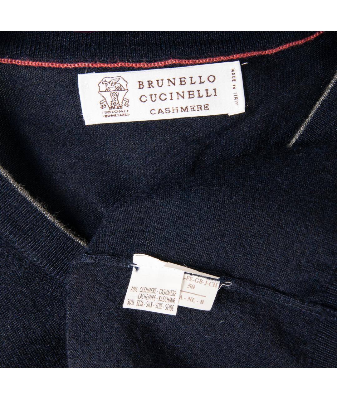 BRUNELLO CUCINELLI Темно-синий кашемировый джемпер / свитер, фото 3