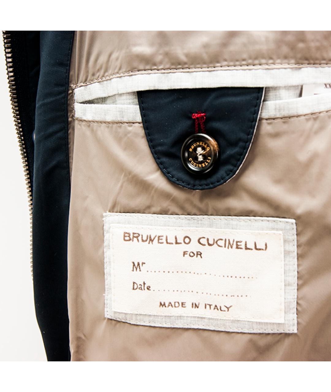 BRUNELLO CUCINELLI Темно-синяя полиэстеровая куртка, фото 4