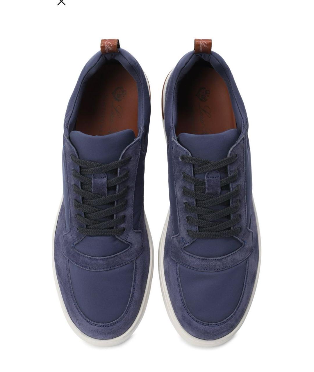 LORO PIANA Синие текстильные низкие кроссовки / кеды, фото 2